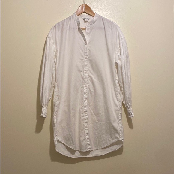 MONKI LONG White Button-Up Shirt WITH POCKETS. Size S - Picture 1 of 9